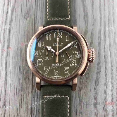 Replica Zenith x Bamford Pilot Type 20 VK Chronograph Watch Rose Gold Green Dial